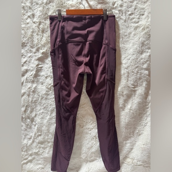 ATHLETA Leggings Women's Medium Burgundy Vitality Stash Pocket 7/8 S Tight Mesh - Picture 3 of 15